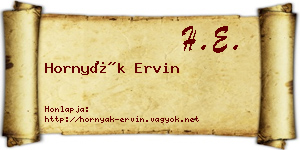 Hornyák Ervin névjegykártya